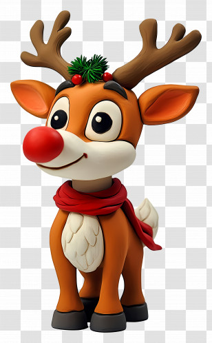 Rudolph - Red-Nosed Reindeer Cartoon For Christmas Transparent PNG