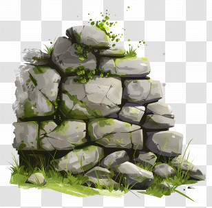 Stone Wall - Mossy Rocks And Stones Illustration Transparent PNG