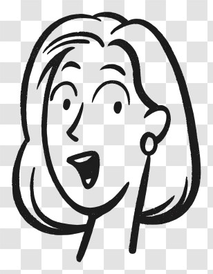 Ladies Face Outline - Surprised Face Line Art Transparent PNG