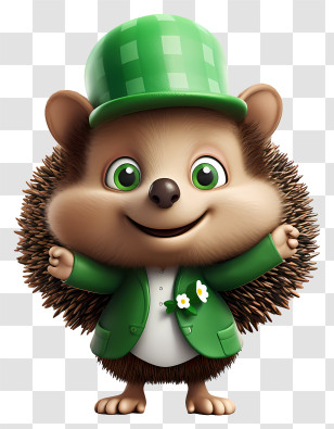 St Patrick Hedgehog - Cute Hedgehog In Green Hat Transparent PNG