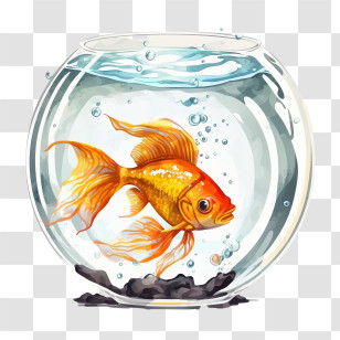 Gold Fish
 - Orange Goldfish In Glass Bowl With Clear Water Transparent PNG