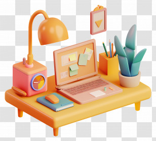 3d Computer - Colorful Desk Setup Transparent PNG
