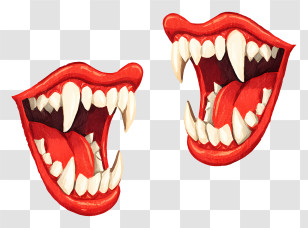 Scary Vampire Fangs - Vampire Mouth Illustration For Halloween Transparent PNG