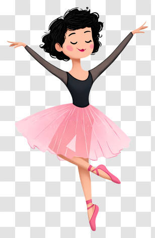 Cartoon Ballerina - Graceful Ballerina In Pink Tutu Transparent PNG