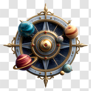 Cosmic Compass - Planetary Compass With Celestial Bodies Transparent PNG
