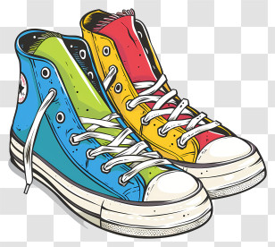 Sneakers - Colorful High-Top Sneakers Illustration Transparent PNG