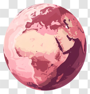 Globe - Stylized Pink Globe Illustration Transparent PNG