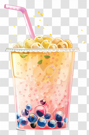 Bubble Tea - Colorful Boba Tea Illustration With Bubbles Transparent PNG
