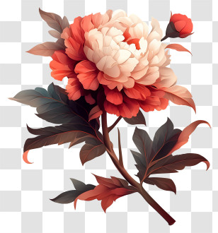 Peony Art - Beautiful Red Peony Flower Transparent PNG