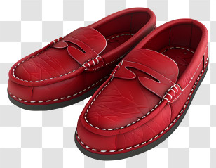 Loafers - Red Leather Shoes Transparent PNG