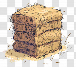 Stack Of Hay - Illustration Of Hay Bales In Rustic Style Transparent PNG