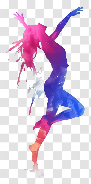 Colorful Dancing Silhouette - Colorful Silhouette Of A Dancing Figure Transparent PNG
