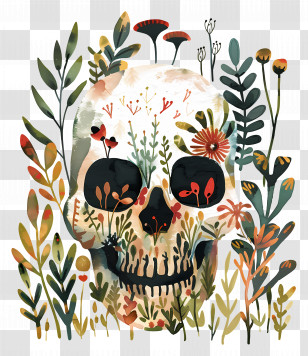 Skull - Floral Skull Illustration Transparent PNG