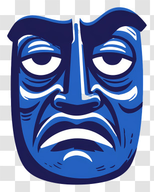 Sigma Face Emoji - Blue Dramatic Mask Illustration Transparent PNG
