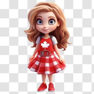 Canada Day - Cartoon Girl In Canada-Themed Outfit Transparent PNG
