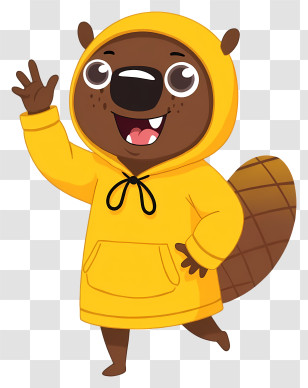 Cartoon Beaver - Beaver In Yellow Hoodie Transparent PNG