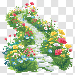 Spring Garden Path - Flower Pathway In Garden Transparent PNG