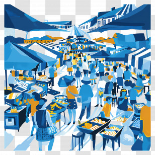 Market - Busy Outdoor Market With Stalls Transparent PNG