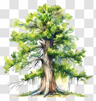 Cypress Tree - Watercolor Tree Painting Illustration Transparent PNG