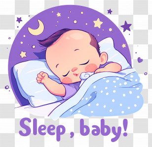 Baby Sleep Day - Illustration Of A Sleeping Baby With Moon And Stars Transparent PNG