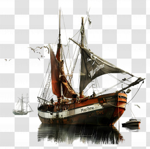 Maritime Day - Vintage Sailing Ship Transparent PNG