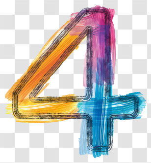 Number 4 - Abstract And Colorful Number 4 Illustration Transparent PNG