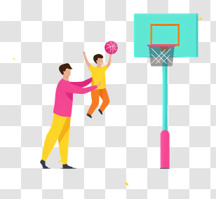 Father And Child Basketball - Illustration Of Father And Son Playing Basketball Transparent PNG