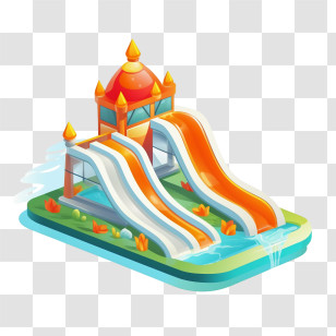Water Park - Colorful Amusement Park Water Slide Design Transparent PNG