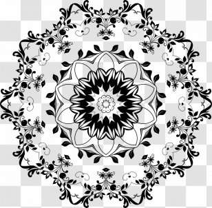 Mandala Floral Design Flower - Black And White - Pattern Transparent PNG