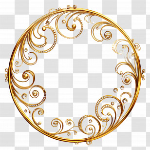 Golden Swirl Design - Golden Decorative Circular Frame Transparent PNG