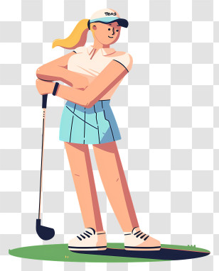Golf Player - Female Golfer Cartoon Illustration Transparent PNG