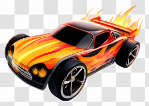 Hot Wheels - Flaming Sports Car Cartoon Transparent PNG