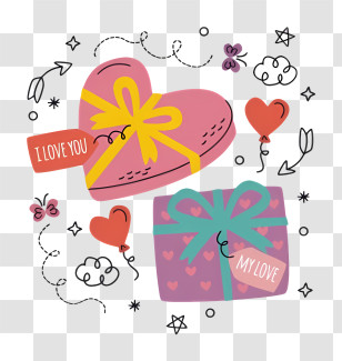 Heart Shape - Cute Gift Boxes With Love Tags Transparent PNG