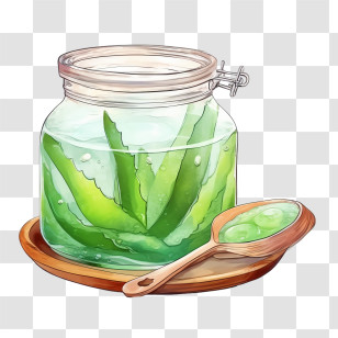 Aloe Vera - Aloe Vera Jar With Gel And Natural Green Leaves Transparent PNG