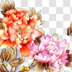 Paper Painting Living Room Material - Cut Flowers - Peony Transparent PNG