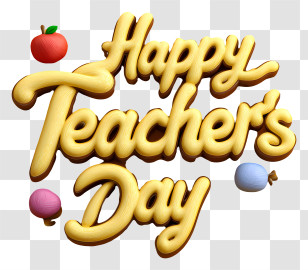 Happy Teachers Day Text - Happy Teacher's Day Text With Apples Transparent PNG