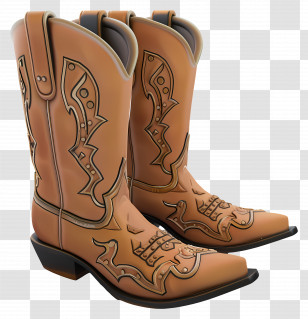 Western Boots - Brown Cowboy Boots With Western Design Transparent PNG