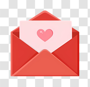 Mail - Romantic Love Letter In A Red Envelope Transparent PNG