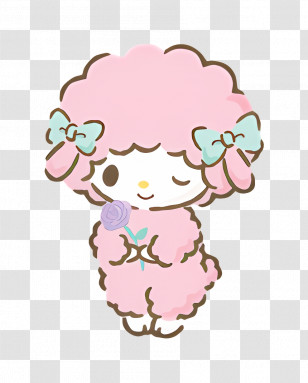 My Sweet Piano - Cute Pink Sheep With Flower Transparent PNG