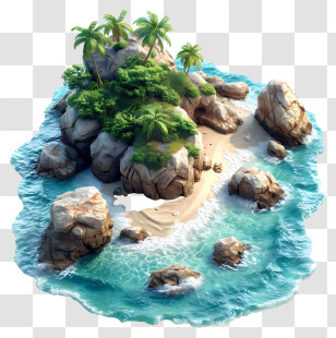Island Beach - Tropical Island With Blue Waters Transparent PNG