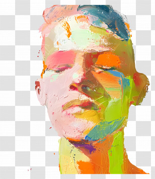 Neon Man - Abstract Portrait With Colorful Paint Transparent PNG