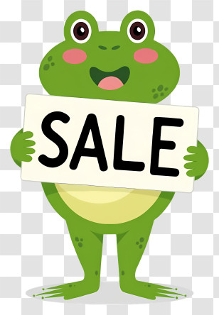 Cartoon Frog - Green Frog Holding Sale Sign Transparent PNG