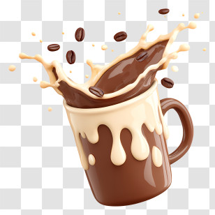 Splash Of Milk Coffee - Coffee Splash In A Cup Illustration Transparent PNG