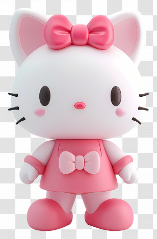 Hello Kitty - Pink Cartoon Kitty With Bowtie Design Transparent PNG