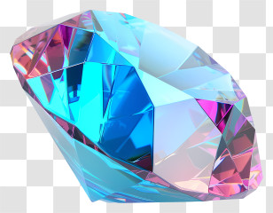 Birthstone - Blue Diamond Gemstone With Mirrored Reflection Transparent PNG