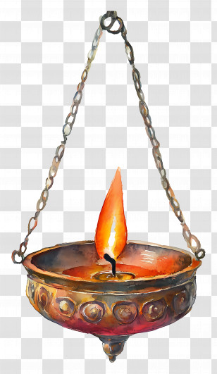 Hanging Diya - Antique Hanging Oil Lamp With Flame Transparent PNG