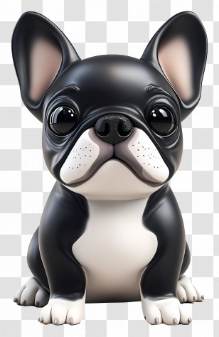 3d French Bulldog - Black And White Bulldog Transparent PNG