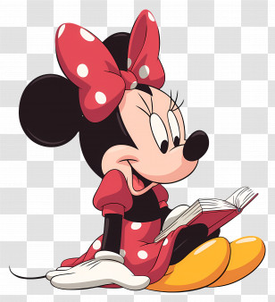 Minnie Mouse - Cartoon Mouse Reading A Book Transparent PNG