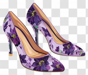 Stiletto Shoe - Purple Floral High Heels Transparent PNG