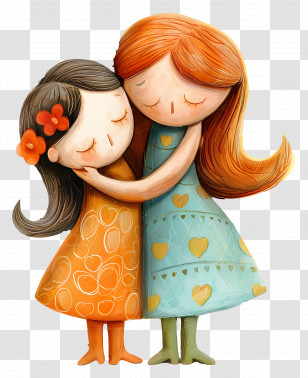 Friendship - Two Girls Hugging Transparent PNG